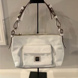 Dooney & Bourke White Shoulder Bag with Brown Accents